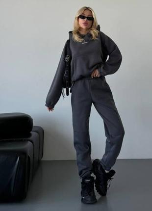Спортивний костюм толстовка oversize + джогери теплий на флісі