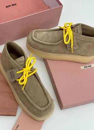 Замшевые лоферы в стиле miu miu люкс