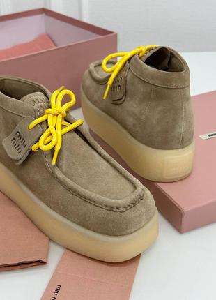 Замшевые лоферы в стиле miu 2way miu 2way люкс4 фото