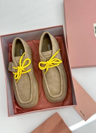 Замшевые лоферы в стиле miu 2way miu 2way люкс7 фото