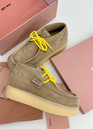 Замшевые лоферы в стиле miu 2way miu 2way люкс6 фото