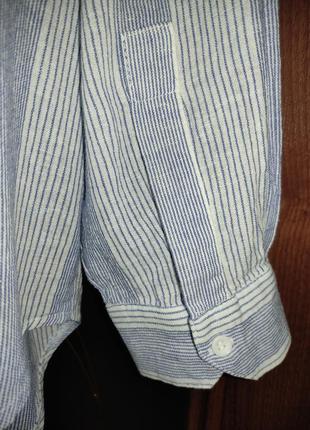 Льняная / коттоновая рубашка / блуза в полоску tu (лен, вискоза) батал, рукав-трансформер9 фото