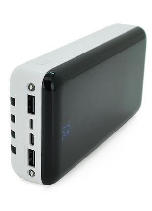 Powerbank bix-30000mah, input:microusb+type-c, output:4usb/type-c/microusb/lightning, qc22.5w/pd20w, white