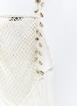Сукня біла з вишитими мушлями zara xs3 фото