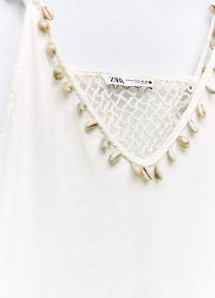 Сукня біла з вишитими мушлями zara xs5 фото