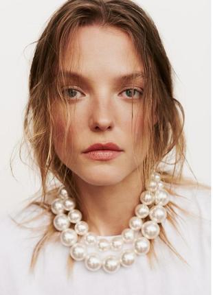 Украшение, оскарь, бусы жемчуга zara