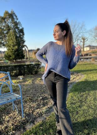 Жіночий вʼязаний светр павутинка із кідмохеру оверсайз летюча миша