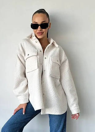 Куртка-сорочка жіноча шерсть-букле з кишенями 7 кольорів 42-46; 48-52 av4930-1544iве