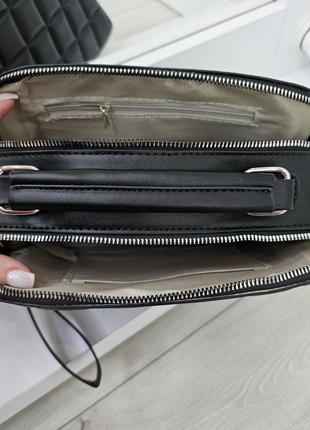 Жіноча якісна сумка , стильний  клатч з еко шкіри чорний9 фото