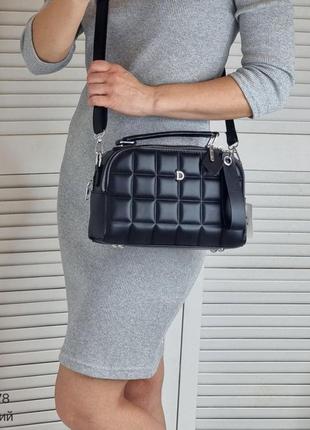 Женская качественная сумка, стильный клатч из эко кожи черный8 фото
