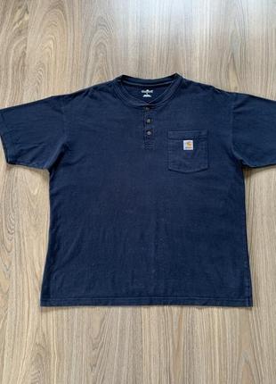 Мужская винтажная хлопковая футболка с карманом carhartt