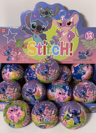 Герої стіч, stitch, куля 10 см, 2 шари, брелок, наклейки, сюрпризи