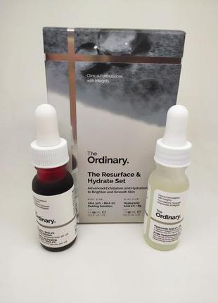 Лімітований набір бестселерів the ordinary the resurface & hydrate set aha 30% + bha 2%