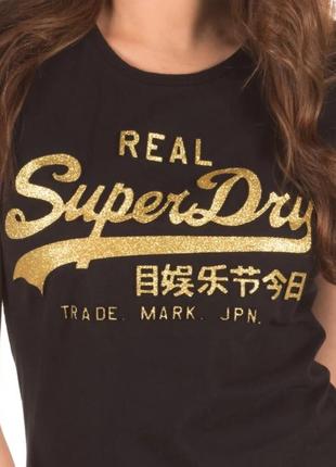 Футболка superdry vlogo emboss glitter entry tee
