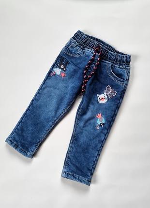 Теплые брюки джинсы на махре для девочки