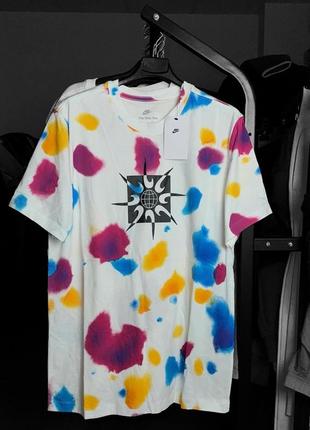 Футболка nike swoosh tie-dye біла найк тай дай свуш кольорова оверсайз2 фото