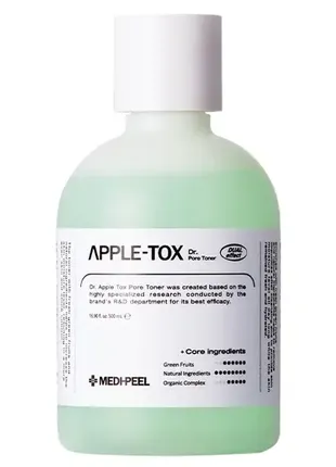 Пілінг-тонер для обличчя з екстрактами ферментованими medi-peel dr.apple tox pore toner 500ml