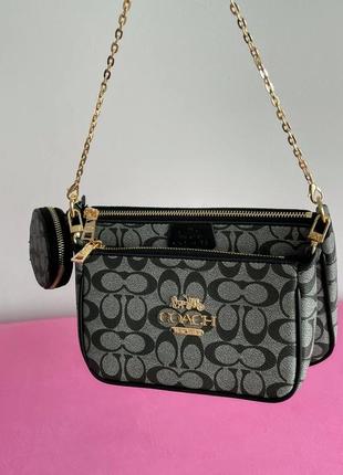 Модна жіноча сумка coach multi silver 23*15*6