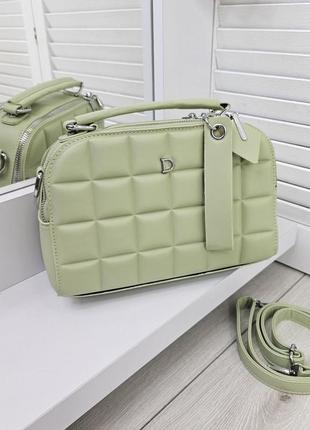 Жіноча стильна та якісна сумка з еко шкіри св.зелена5 фото