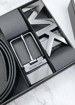 Подарочный набор ремень michael kors с 2 пряжками черный