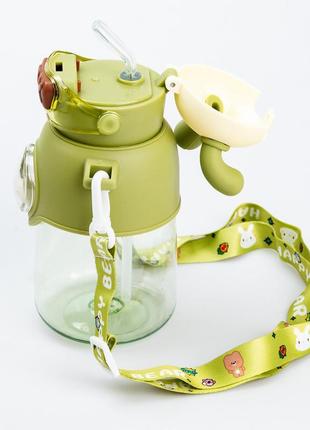 Детская бутылочка для воды с трубочкой с ремешком зеленая бутылочка для воды4 фото