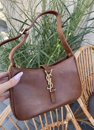 Жіноча сумка ysl hobo brown юсл коричнева ів сен лоран