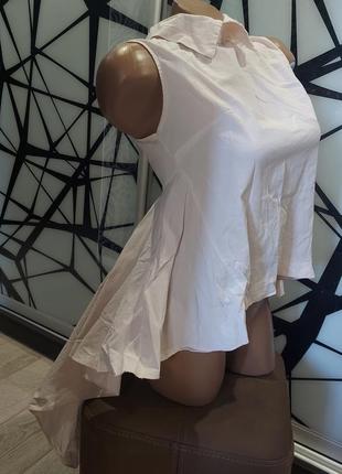 Женственная пудровая блуза со шлейфом 42-44