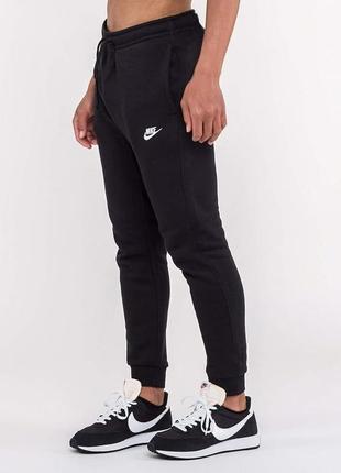 Чоловічі чорні утеплені спортивні штани nike оригінал / найк на флісі