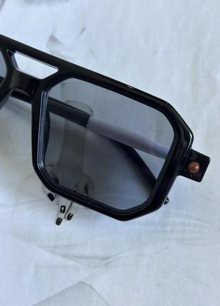 Солнцезащитные очки в широкой оправе с двойной переносицей унисекс  черный (0802)2 фото