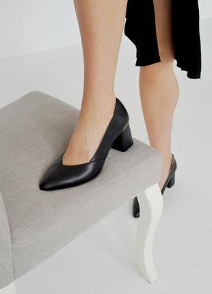 Туфли лодочки в черной натуральной коже 36-40 6 см каблука2 фото