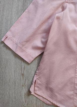Розовая натуральная рубашка блуза хлопок с вышивкой на груди джинсовая батал комплект костюм9 фото