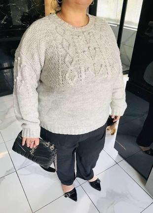 В'язаний сірий светр великий розмір батал tu woman