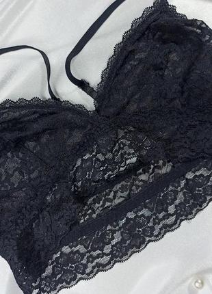 Кружевной бюстгальтер без косточек топ бралетт черного цвета h&m5 фото