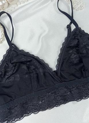 Кружевной бюстгальтер без косточек топ бралетт черного цвета h&m6 фото