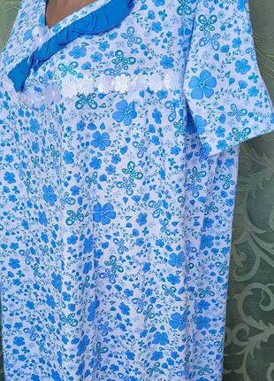 Женская ночная сорочка, рубашка ночная, трикотажная ночнушка. хлопок. 58 р.5 фото