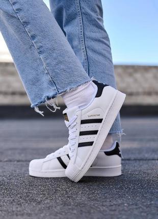 Кроссовки мужские adidas superstar white black premium4 фото