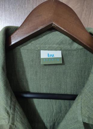 Льняная рубашка / блуза / безрукавка tru sports (100% лен)9 фото