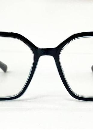 Коригуючі окуляри для зору жіночі трапеціі фотохромні в пластиковій оправі з золотистою фурнітурою тоненькі дужки2 фото