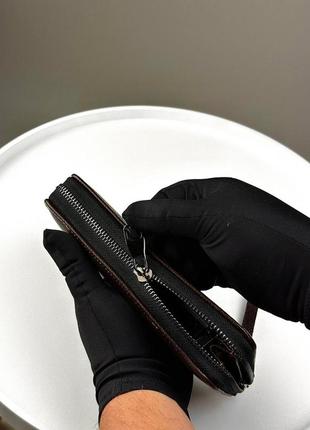 Шкіряний клатч-гаманець із натуральної зернистої шкіри sv003 (коричневий)5 фото