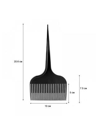 Расческа для вуального мелирования и укладки волос однорядная широкая 206 мм черная4 фото
