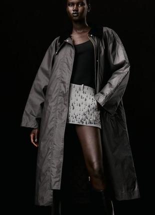 Плащ пальто чорний 100% бавовна 1189679002 h&m hm оригінал ✅ xs s m l xl xxl