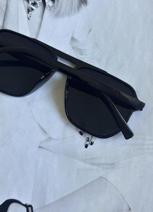 Солнцезащитные очки с двойной переносицей  авиаторы черный с желтым (0734)4 фото