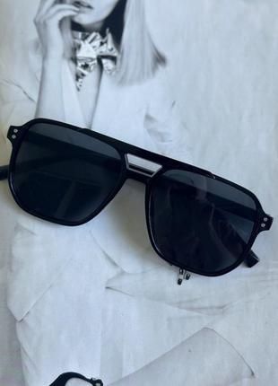 Солнцезащитные очки с двойной переносицей  авиаторы черный с желтым (0734)3 фото