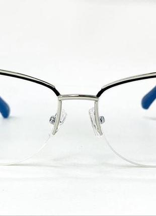 Коригуючі окуляри для зору жіночі комп'ютерні лисчики в металевій оправі з подвійним обідком дужки на флексах2 фото