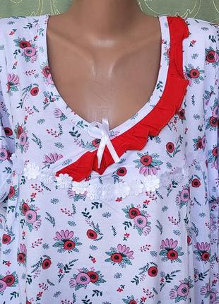 Женская ночная сорочка, рубашка ночная, трикотажная ночнушка. хлопок. 64 р.3 фото