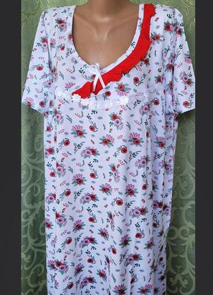 Женская ночная сорочка, рубашка ночная, трикотажная ночнушка. хлопок. 64 р.2 фото