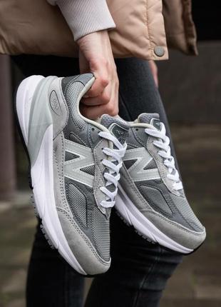 Женские кроссовки new balance 990v6 grey white3 фото