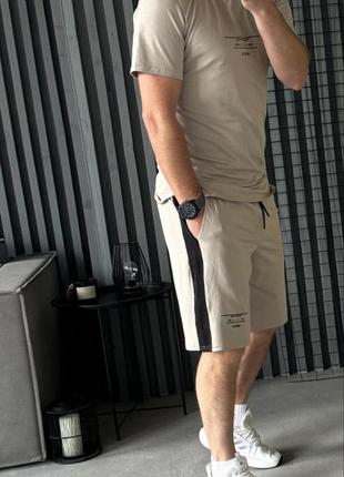 Мужской прогулочный костюм с футболкой шорты цвета4 фото