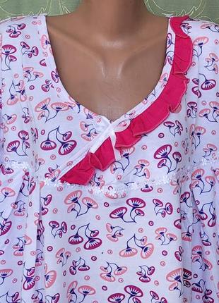 Женская ночная сорочка, рубашка ночная, трикотажная ночнушка. хлопок. 66 р.3 фото