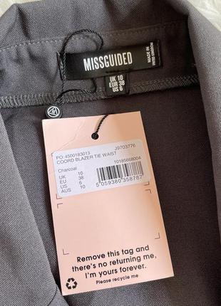 Піджак сірий з поясом на талії missguided розмір 383 фото
